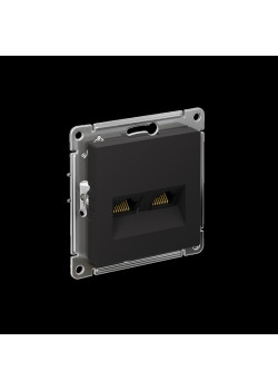 ATLASDESIGN РОЗЕТКА двойная компьютерная RJ45+RJ45, кат.6А, механизм, КАРБОН
