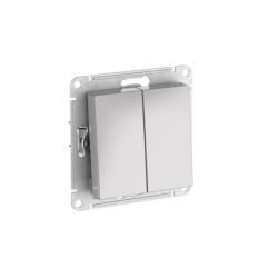 Выключатель/ ATLASDESIGN AQUA 2-клавишный выключатель IP44, с х.5, 10АХ, быстрозажимные клеммы, алюминий