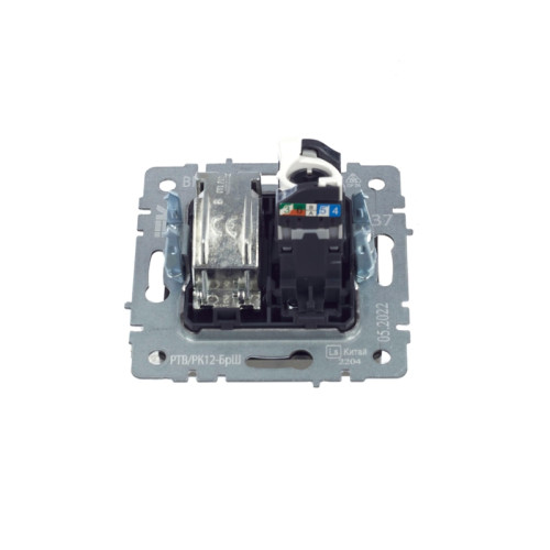 Розетка двойная/ BRITE Розетка двойная TV+RJ-45 кат.5E РТВ/РК12-БрШ шампань