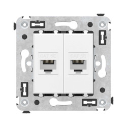 Компьютерная розетка/ Avanti Компьютерная розетка RJ-45 без шторки в стену, кат.5е двойная, Белое облако
