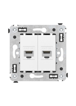 Компьютерная розетка/ Avanti Компьютерная розетка RJ-45 без шторки в стену, кат.5е двойная, Белое облако