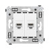 Компьютерная розетка/ Avanti Компьютерная розетка RJ-45 без шторки в стену, кат.5е двойная, Белое облако