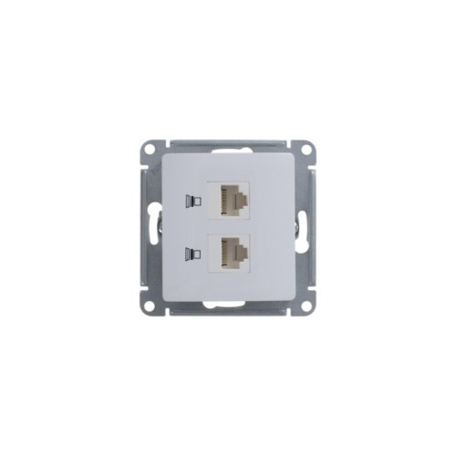 Розетка/ Розетка Glossa двойная компьютерная RJ45 + RJ45 кат.5E механизм белый Розетка/ Розетка Glossa двойная компьютерная RJ45 + RJ45 кат.5E механизм белый