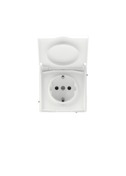 Розетка силовая/ Розетка силовая, 2P+E, с з/ш, с крышкой, IP44, KANT, белая магнолия