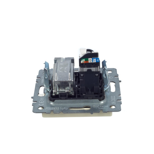 Розетка двойная/ BRITE Розетка двойная TV+RJ-45 кат.5E РТВ/РК12-БрКр бежевый