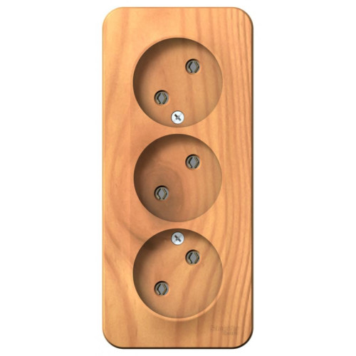 Розетка наружная/ BLANCA розетка наружная 3-я без заземления без шторок с изолирующей пластиной, 16А, 250В, ясень