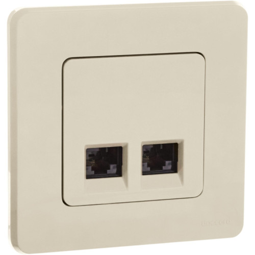 Розетка компьютерная двойная/ Розетка компьютерная двойная RJ-45 категория 5Е UTP слоновая кость INSPIRIA