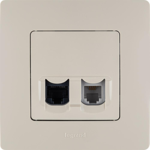 ETIKA Розетка двойная RJ11+RJ45 кат.5E UTP слоновая кость