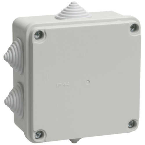 Коробка КМ41234 распаячная для о/п 100х100х50 мм IP55 (RAL7035, 6 гермовводов)