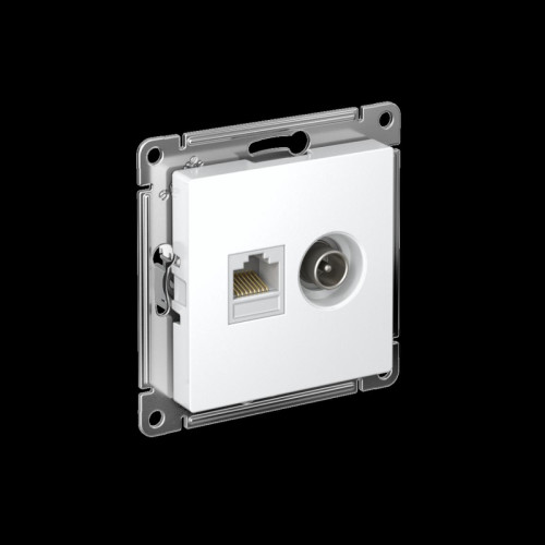 ATLASDESIGN РОЗЕТКА двойная ТВ + компьютерная RJ45, кат. 5Е, БЕЛЫЙ