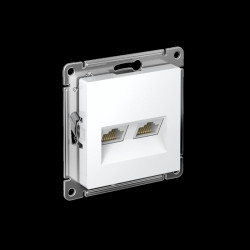 Розетка двойная компьютерная/ ATLASDESIGN розетка двойная компьютерная RJ45+RJ45, кат.6А, механизм, белый