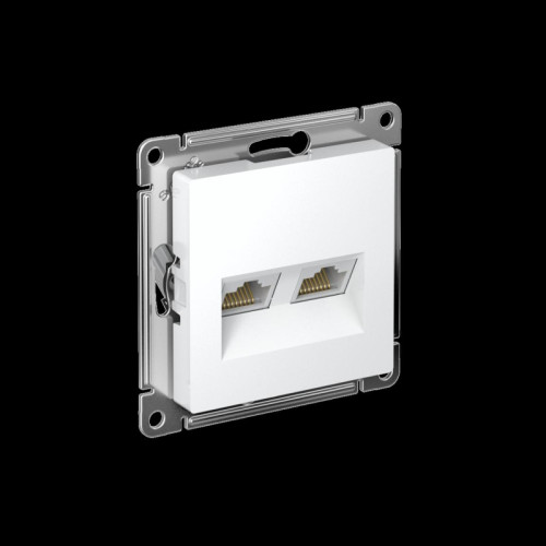 Розетка двойная компьютерная/ ATLASDESIGN розетка двойная компьютерная RJ45+RJ45, кат.6А, механизм, белый
