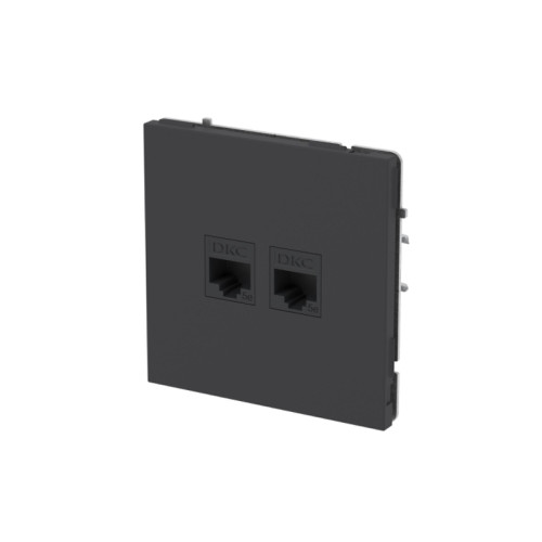 Компьютерная розетка/ Компьютерная розетка RJ-45 без шторки, кат.5е двойная, KANT, черный уголь