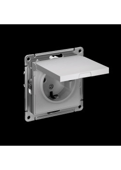 Розетка/ Розетка ATLASDESIGN с заземлением со шторками с крышкой 16А IP20 механизм алюминий