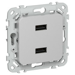 Розетка/ FLITE Розетка USB A+A 3,1А РЮ-2-ФлА алюминий