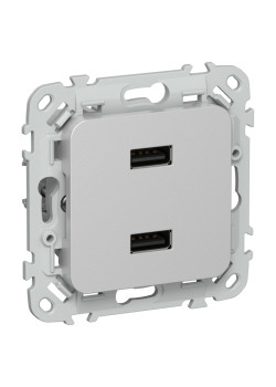 Розетка/ FLITE Розетка USB A+A 3,1А РЮ-2-ФлА алюминий