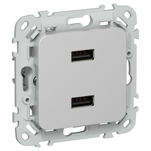 Розетка/ FLITE Розетка USB A+A 3,1А РЮ-2-ФлА алюминий