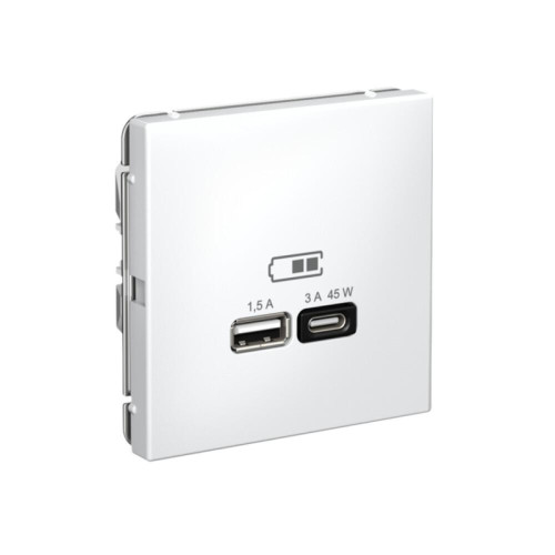 Розетка/ ARTGALLERY USB розетка A + тип-C 45Вт высокоскор.заряд. QC, PD, механизм, белый