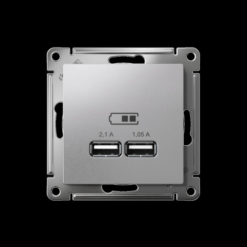 Розетка/ Розетка ATLASDESIGN USB 5В 1 порт x 2,1 А 2 порта х 1,05 А,механизм алюминий