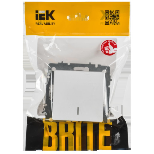 Выключатель/ BRITE Выключатель 1-клавишный с индикацией 10А ВС10-1-1-БрАБ арктический белый