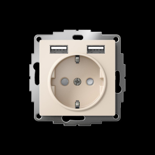 ATLASDESIGN РОЗЕТКА 16А c 2 USB A+A, 5В/2,4А, 2х5В/1,2А, механизм, БЕЖЕВЫЙ
