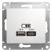 Розетка/ GLOSSA USB розетка A+С, 5В/2,4 А, 2х5В/1,2 А, механизм, белый