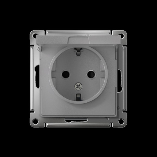 Розетка/ Розетка ATLASDESIGN с заземлением со шторками с крышкой 16А IP20 механизм алюминий Розетка/ Розетка ATLASDESIGN с заземлением со шторками с крышкой 16А IP20 механизм алюминий