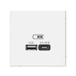 USB розетка/ ARTGALLERY USB розетка A + тип-C 45Вт высокоскор.заряд. QC, PD, механизм, лотос