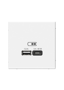 USB розетка/ ARTGALLERY USB розетка A + тип-C 45Вт высокоскор.заряд. QC, PD, механизм, лотос