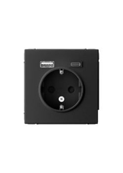 ARTGALLERY розетка 16А с 2 USB A+C, 5В/2,4А/3,0А, 2х5В/1,5А, механизм, карбон