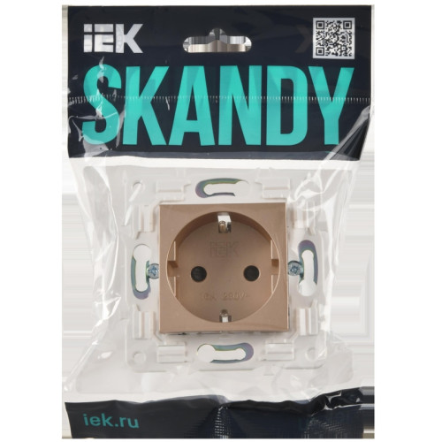Розетка заземлением защитными шторками/ SKANDY Розетка с заземлением с защитными шторками 16А SK-R04Sa песочный