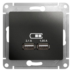 Розетка/ GLOSSA розетка USB антрацит в рамку 5В/2100мА