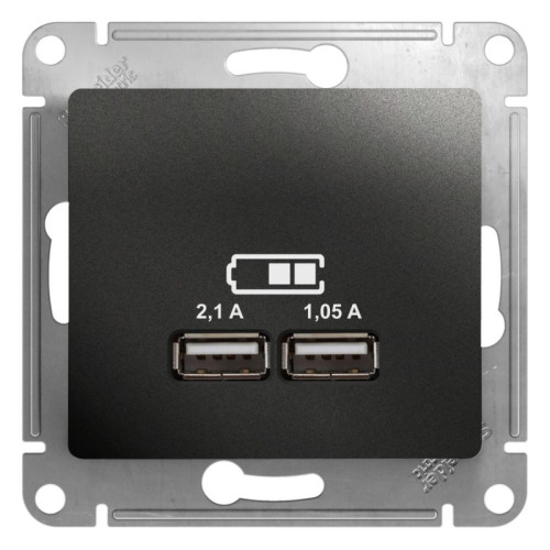 Розетка/ GLOSSA розетка USB антрацит в рамку 5В/2100мА