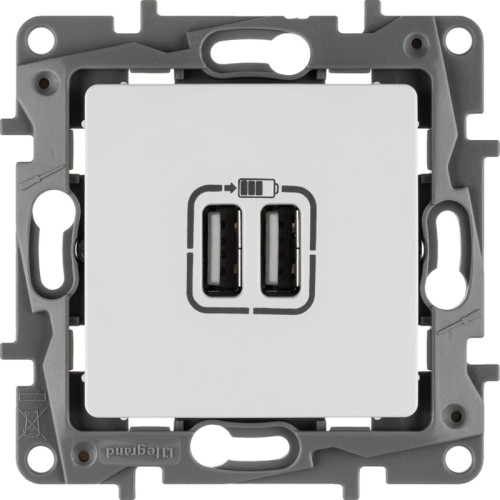 Розетка/ Розетка USB A+A 15Вт белый ETIKA