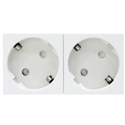 Donel Розетка 2х2К+З нем.ст., 45 гр., с з/ш, бел. (90х45мм), серия (тип) DF6