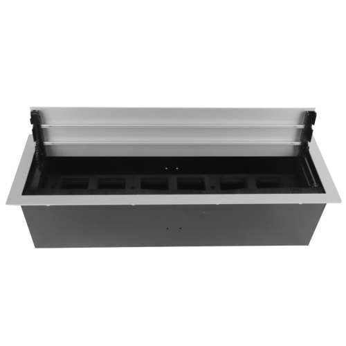 Donel Настольный встраиваемый розеточный блок с откидной крышкой 12 мод. (6 мод. 45х45), алюминий