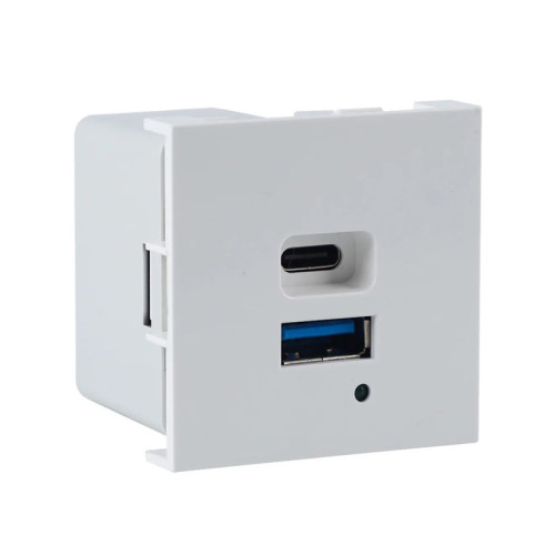 Donel USB зарядное устройство, 3A , 65W, Type A + C, 2 мод., бел. (45х45мм)