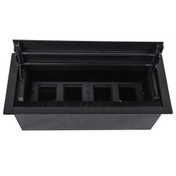 Donel Настольный встраиваемый розеточный блок с откидной крышкой 8 мод. (4 мод. 45х45), черный