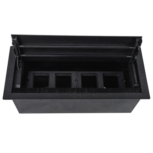 Donel Настольный встраиваемый розеточный блок с откидной крышкой 8 мод. (4 мод. 45х45), черный