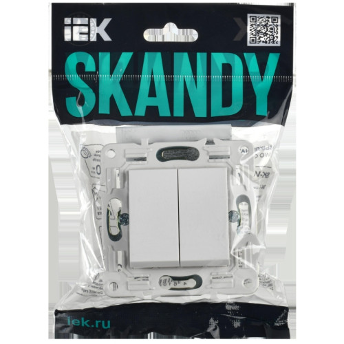 Выключатель/ SKANDY Выключатель 2-клавишный 10А SK-V04W арктический белый