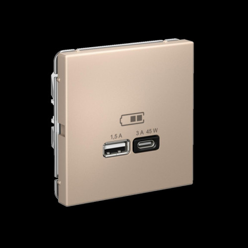 Розетка/ ARTGALLERY USB розетка A + тип-C 45Вт высокоскор.заряд. QC, PD, механизм, песочный