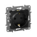 Розетка/ Розетка 1-местная с заземлением без защитных шторок 16А антрацит ETIKA