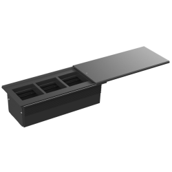 Donel Настольный встраиваемый розеточный блок, сдвижная крышка, 6 мод. (3 мод. 45х45), черный