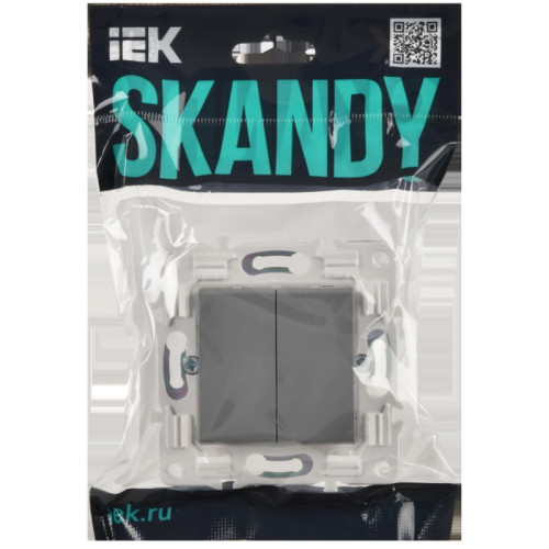 Выключатель/ SKANDY Выключатель 2-клавишный 10А SK-V04Gr серый Выключатель/ SKANDY Выключатель 2-клавишный 10А SK-V04Gr серый