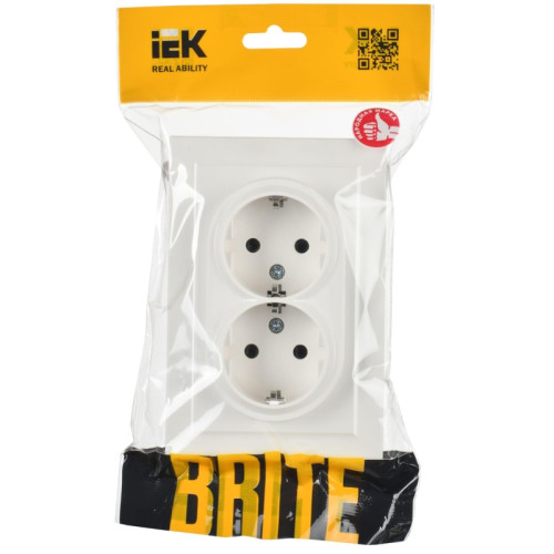 Розетка силов. IEK Brite РС12-3-БрБ BR-R21-16-K01-F 2розет. двойн. скрыт. зазем. IP20 белый (упак.:1шт) Розетка силов. IEK Brite РС12-3-БрБ BR-R21-16-K01-F 2розет. двойн. скрыт. зазем. IP20 белый (упак.:1шт)