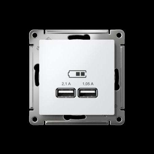 Розетка/ Розетка ATLASDESIGN USB 5В 1 порт x 2,1 А 2 порта х 1,05 А механизм белый Розетка/ Розетка ATLASDESIGN USB 5В 1 порт x 2,1 А 2 порта х 1,05 А механизм белый