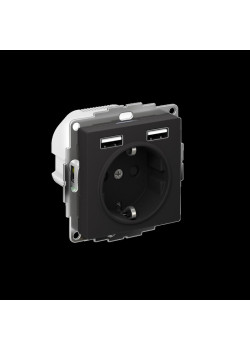 Розетка/ Розетка ATLASDESIGN 16А+USB A+A, механизм, карбон