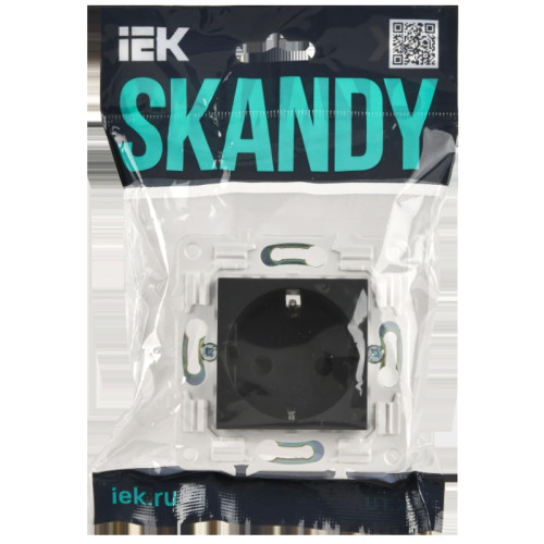 Розетка заземлением защитными шторками/ SKANDY Розетка с заземлением с защитными шторками 16А SK-R04G графит