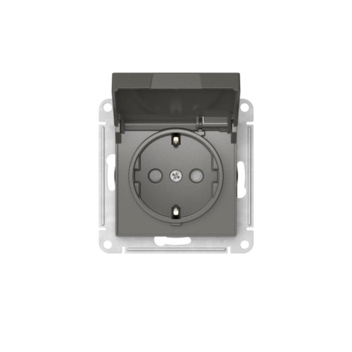 Розетка заземл/ ATLASDESIGN розетка с заземл. со шторк. с крышкой,16А,IP20, быстрозажимные клеммы, СТАЛЬ