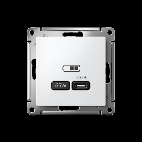Розетка/ ATLASDESIGN USB розетка тип-C 65W высокоскор.заряд. QC, PD, механизм, белый Розетка/ ATLASDESIGN USB розетка тип-C 65W высокоскор.заряд. QC, PD, механизм, белый